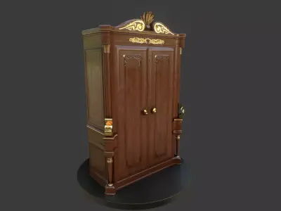 Vintage Wooden Wardrobe Low-poly 3D model