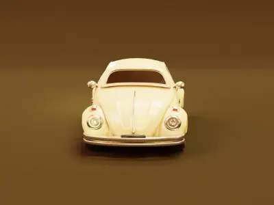Volkswagen Beetle Retro Car Cute Cartoon Style 3D model