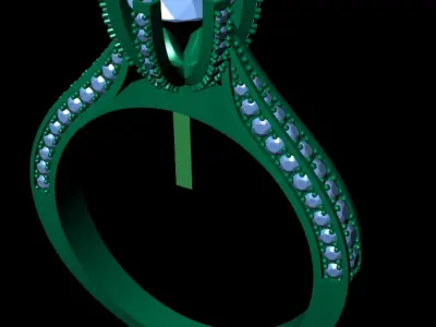 Women diamond engagement ring 3d render 3D print model 2