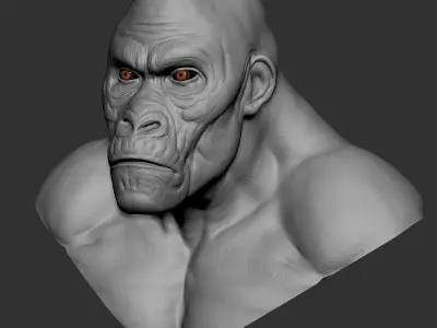Hybrid gorilla bust 01 - Highpoly Sculpture 3D model