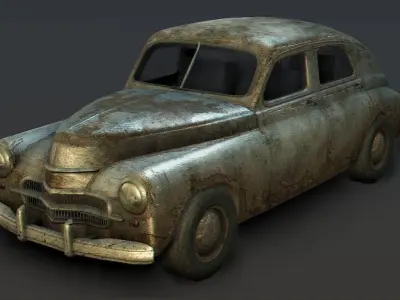 Old Rusted Car Low-poly 3D model