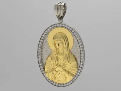 Pendant 3D print model gold with jesus 3D print model