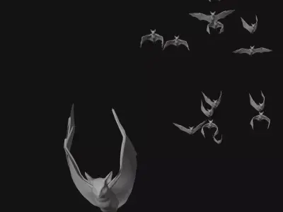 Bats Swarm Animation  Low-poly 3D model