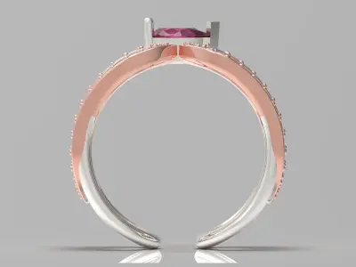 Luxury two-tone bridal ring with ruby model jr00117 3D print model