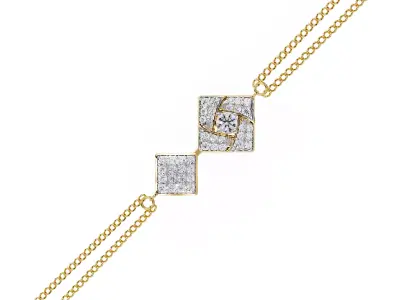 Unique Luxury gold Chain Diamond Bracelet 3D print model