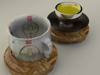 Chinese display stand with cup  3D model