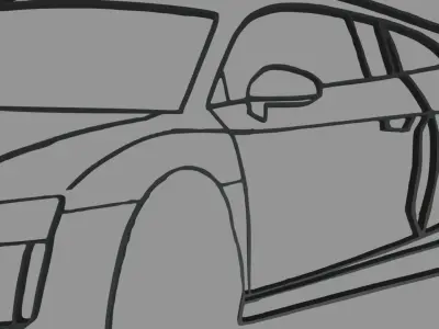 Audi R8 Perspective Wall Silhouette 3D print model