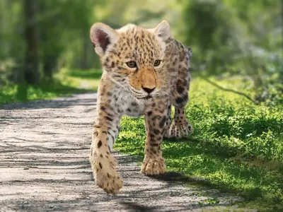 Young Jaguar Panthera Onca Rigged 3D model