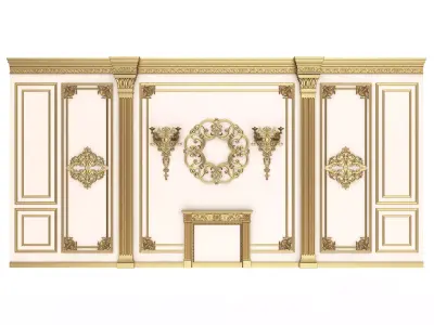 Boiserie Classic Wall with Mouldings 03 White Low-poly 3D model