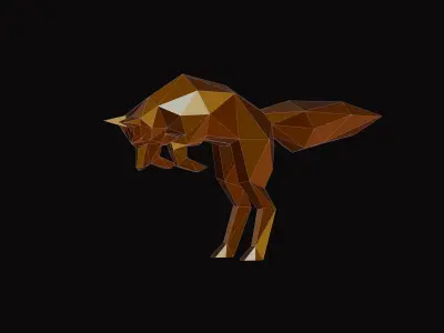 Polygonal Jumping Fox Low-poly 3D model