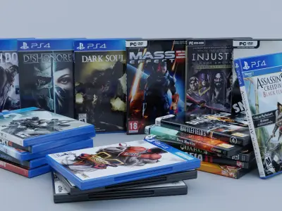 Vol2 DVD Pack of 20 PC PS4 Popular Games Low-poly 3D model