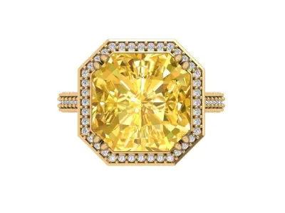 Asscher Art Deco Ring 3D print model