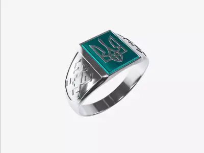 ring with Ukrainian coat of arms 2 3D print model