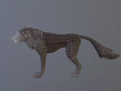 Game ready rigged wolf Low-poly 3D model