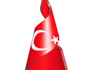 Turkish Flag on a Helical Structure 3D model