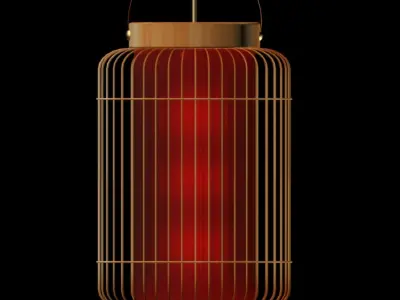 Chinese red cage lantern 3D model