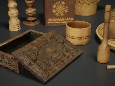  Wooden Props Pack - UE5 and Blender Low-poly 3D model