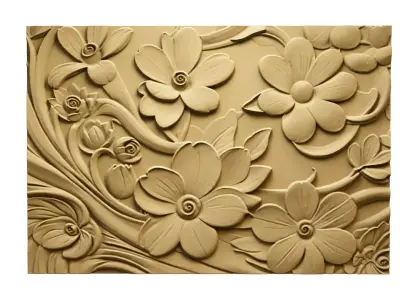 CNC STL Relief Panel Classic Floral Art Carving File 262 3D model