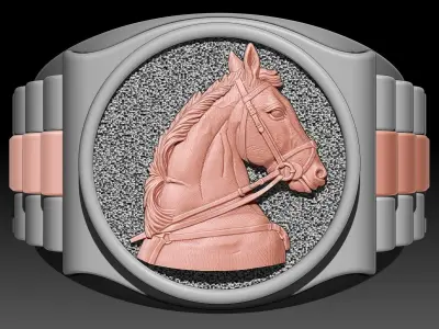 Horse head Snake watch Man Ring silver gold printable 3D print model