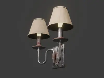 Wall lamb light for games Low-poly 3D model