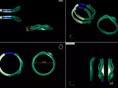 Snake Ring  Earring Jewelry Set 3D Model 3D print model