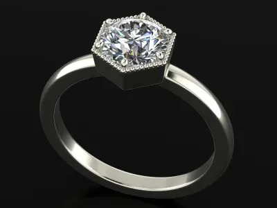 AG 400 Hexa Solitaire Ring 3D print model