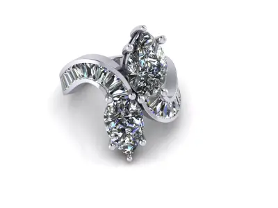 Pear Precious Decoration Diamond Ring 3D print model