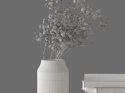 Decor Gypsophila candles and books Set 44 3D model