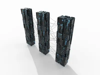 sci-fi structures Low-poly 3D model