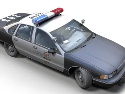 90s generic police car Low-poly 3D model