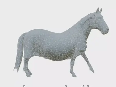 Chestnut Warmblood Horse with Energetic Pose Low-poly 3D model