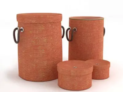 Orange Woven Baskets 3D model