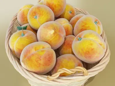 Peaches in Basket 3D model
