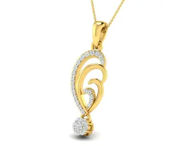 Solitaire Women Pendant 3dm STL OBJ FBX Renders Details 3D print model