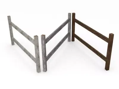 Wooden fence set Free low-poly 3D model