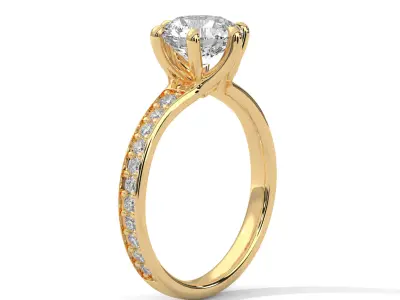 solitaire ring with detail images and 360 render videos 77 3D print model