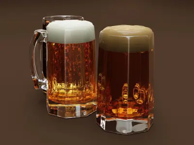 Drink Mug Set - Beer Ale and Coke 3D model