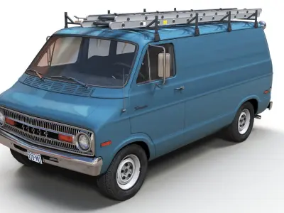 Dodge utility  van Low-poly 3D model