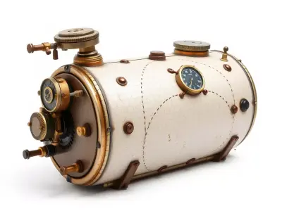Steampunk Boiler Model Pack with Detailed Gauges Low-poly 3D model