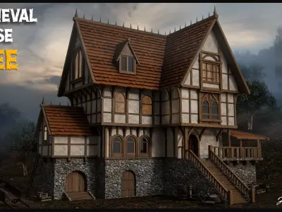 Medieval House-Base Mesh Free 3D model