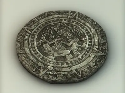 Aztec stone Low-poly 3D model