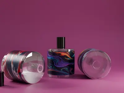 Colorful Designer Transparent Perfume Bottles Low-poly 3D model