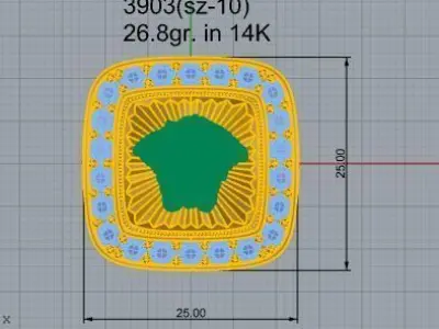 Square Halo Ring 3903 3D print model