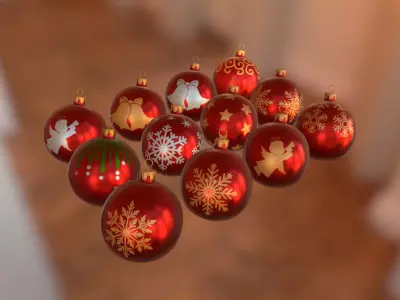 Red Christmas Balls 3D model