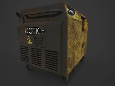 Old Rusted Power Generator Low-poly 3D model