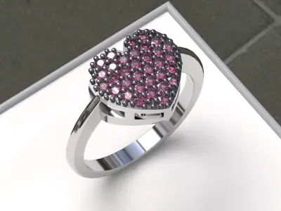 HEART PAVE RING 3D print model