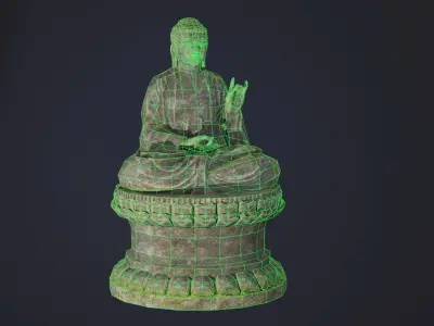 Buddha Statue seated Low-poly 3D model