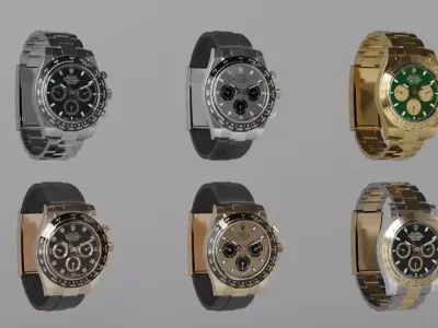 Rolex Daytona Luxury Watch Collection Low-poly 3D model