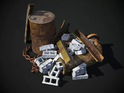 Rusty Debris Pile environment prop PBR Low-poly 3D model