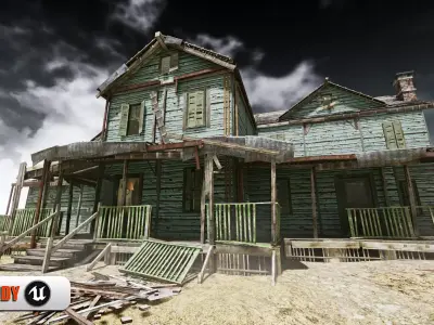 UE4 UE5 Abandoned wooden house modular V01 Basic package  Low-poly 3D model